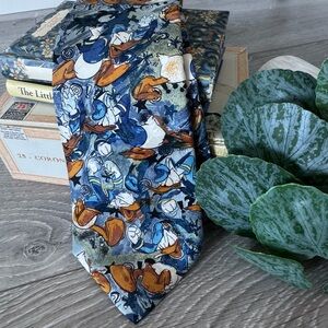 Vintage Disney Store Donald Duck Silk Tie Angry Upset Print Blue Made In Italy